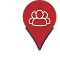 Oklahoma state outline shape with a droplet map Pin with people on it