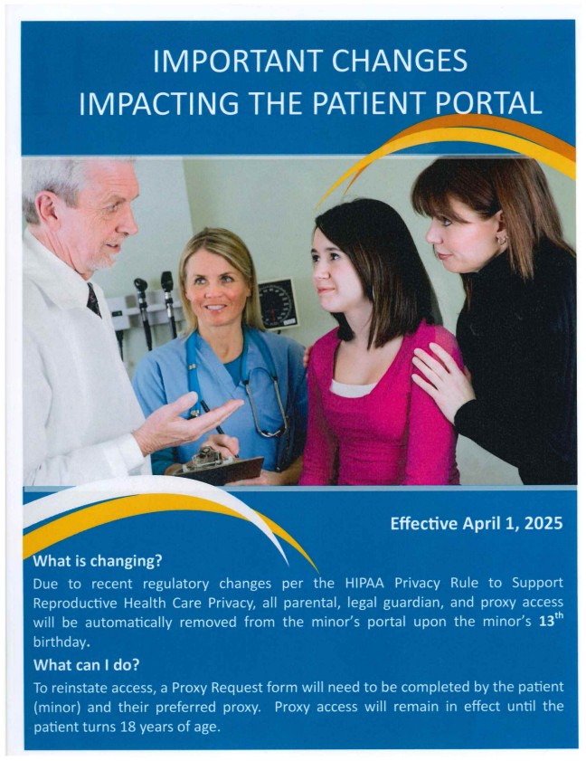 This flyer from Sen. Randy Grellner's medical office informs patients about medical privacy changes as a result of a new HIPAA rule at the federal level.