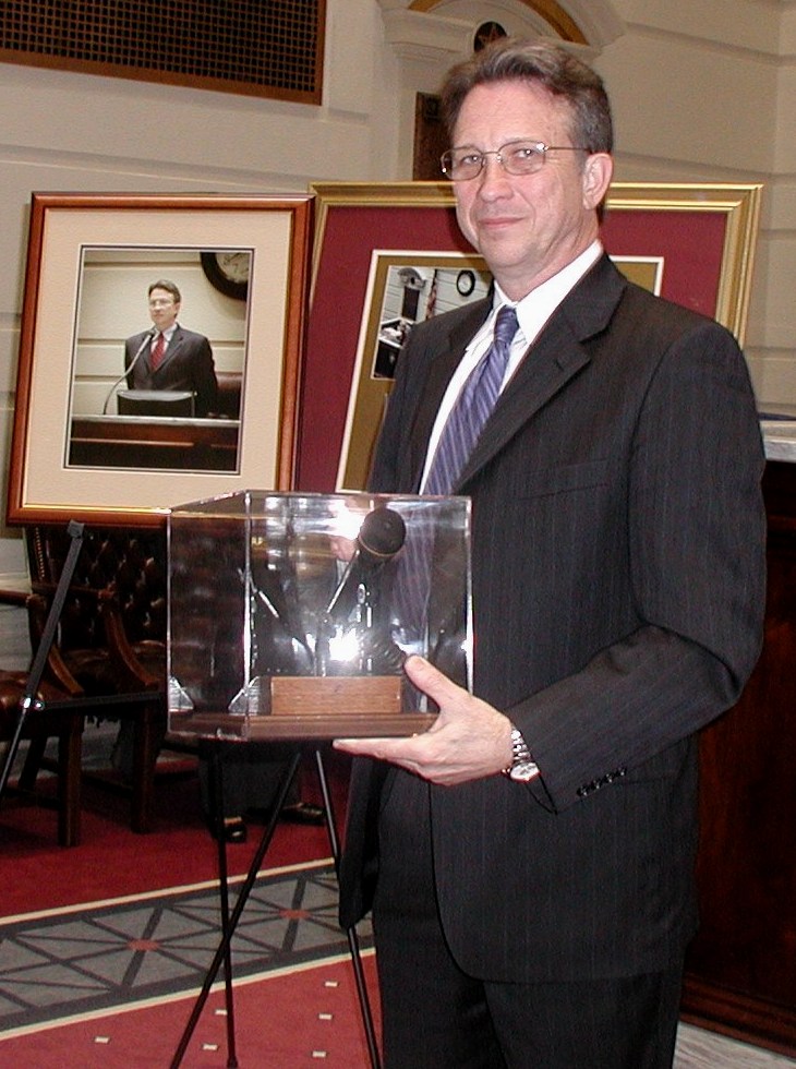 Sen. Williamson was given a mic after passage of resolution honoring his service in the Senate.