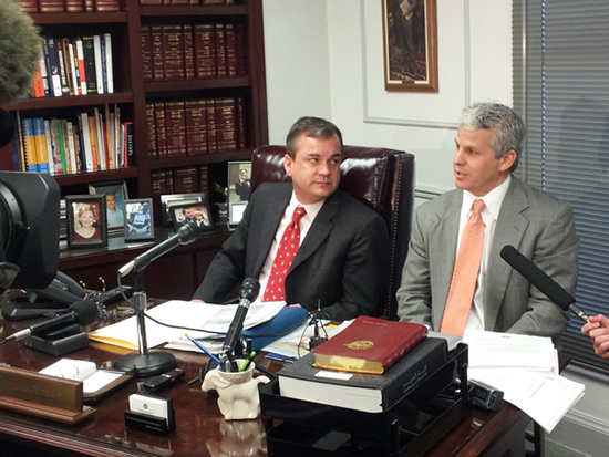 Senate Minority Leader Sean Burrage and Sen. Tom Adelson discuss bills being filed to restore insurance coverage to Oklahoma babies.