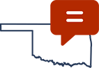Oklahoma state map speech bubble